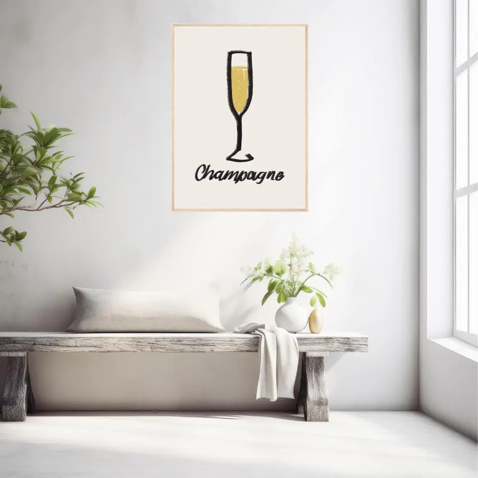 Affiche Et Tableau Minimaliste Flute De Champagne