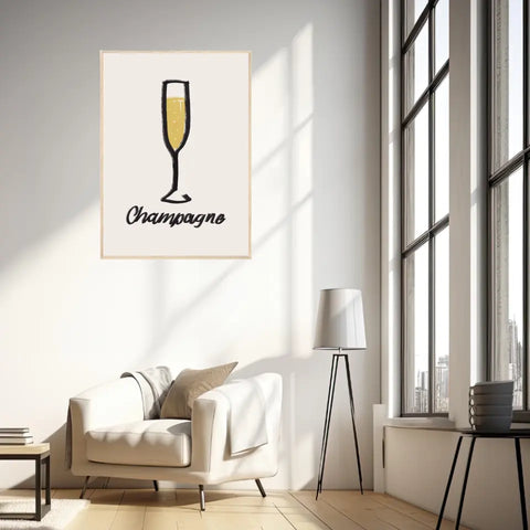 Affiche Et Tableau Minimaliste Flute De Champagne