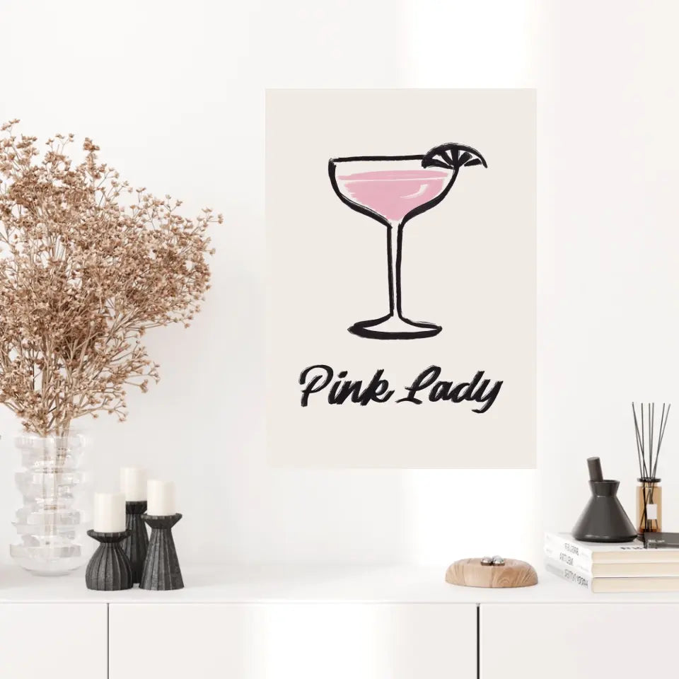 Affiche Et Tableau Minimaliste Cocktail Pink Lady