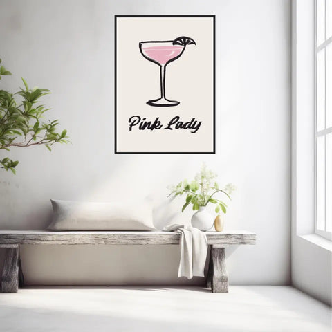 Affiche Et Tableau Minimaliste Cocktail Pink Lady