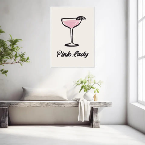 Affiche Et Tableau Minimaliste Cocktail Pink Lady