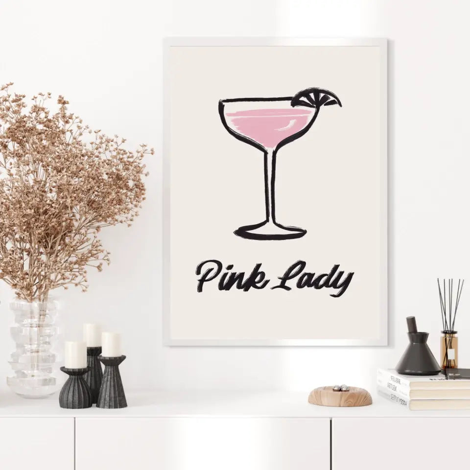 Affiche Et Tableau Minimaliste Cocktail Pink Lady