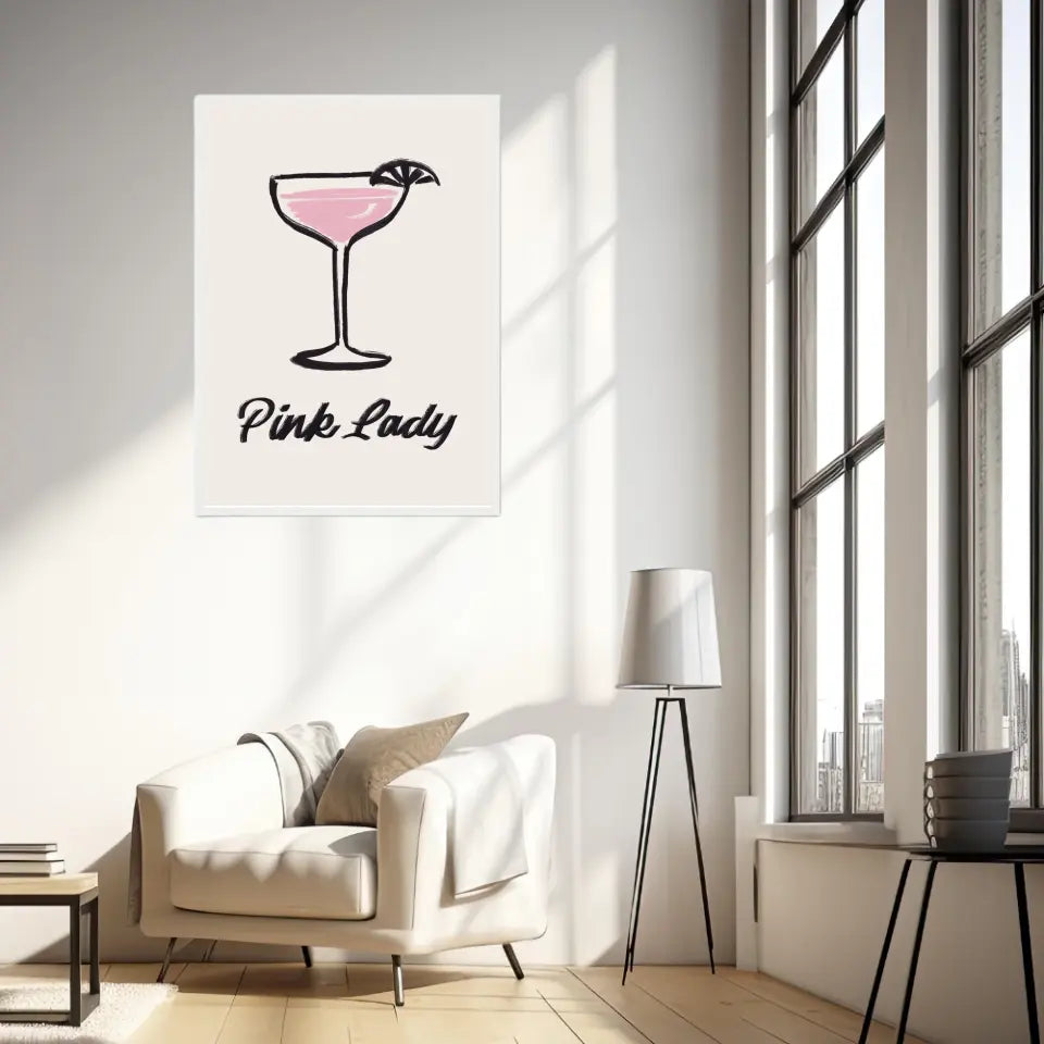 Affiche Et Tableau Minimaliste Cocktail Pink Lady