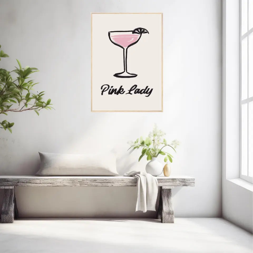 Affiche Et Tableau Minimaliste Cocktail Pink Lady