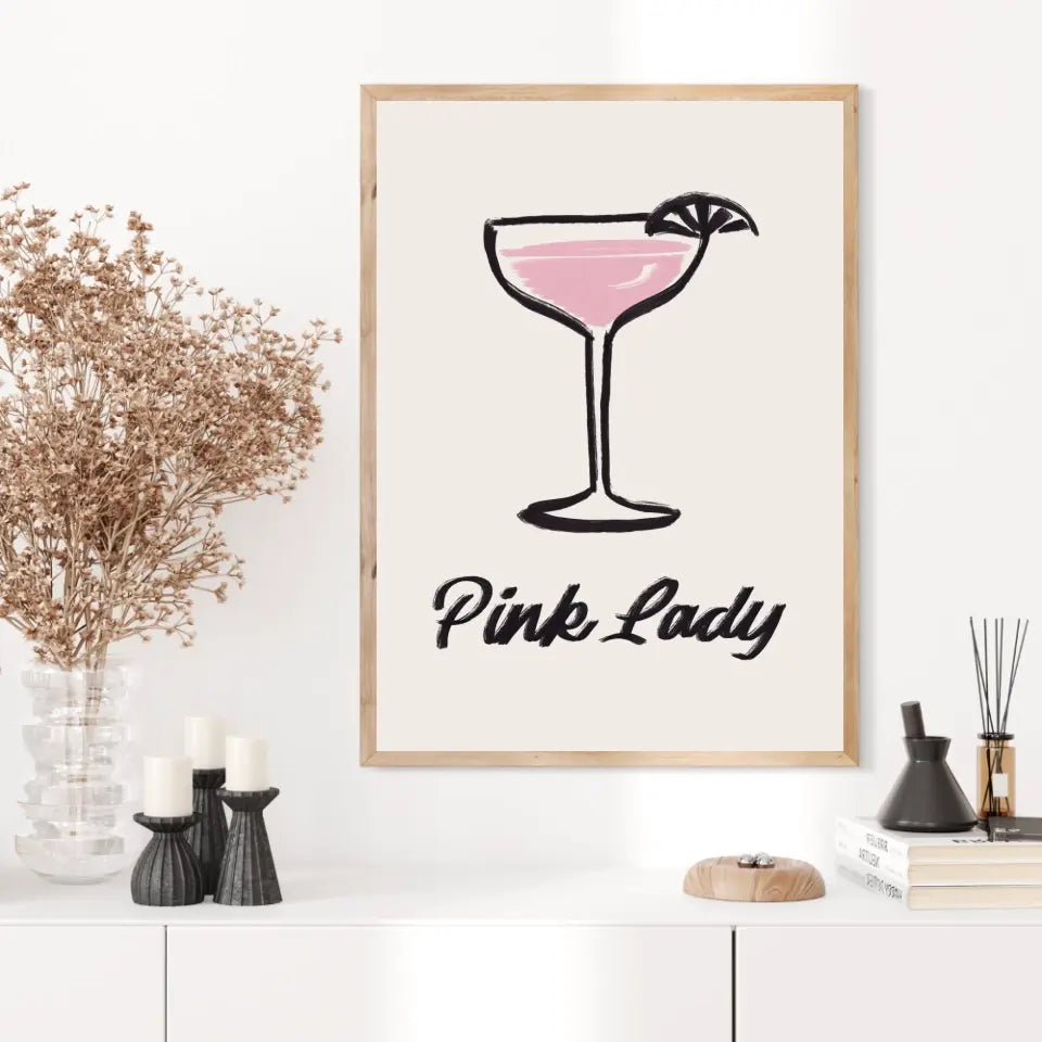 Affiche Et Tableau Minimaliste Cocktail Pink Lady