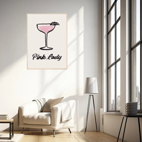 Affiche Et Tableau Minimaliste Cocktail Pink Lady