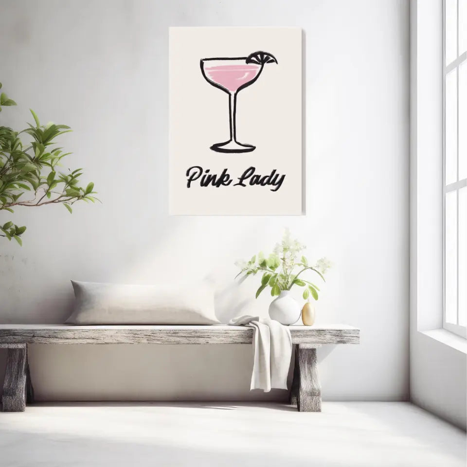 Affiche Et Tableau Minimaliste Cocktail Pink Lady