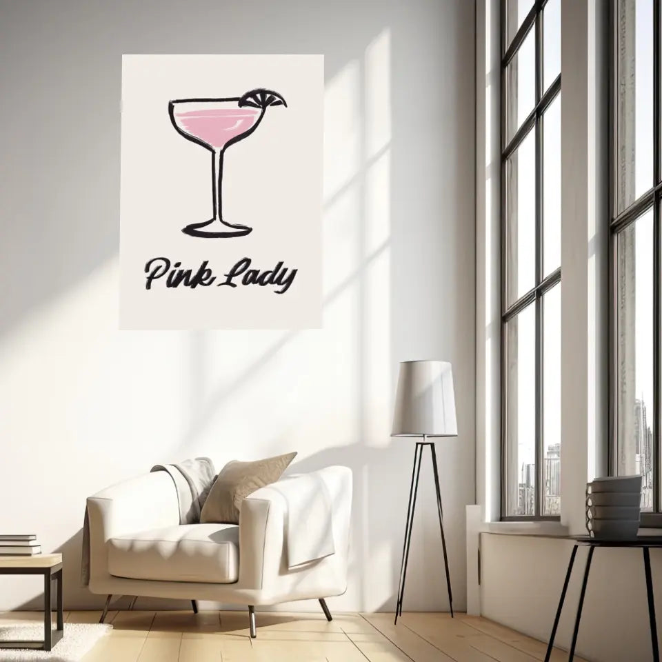 Affiche Et Tableau Minimaliste Cocktail Pink Lady