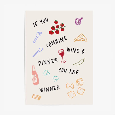 Affiche Et Tableau Minimaliste Wine And Dinner