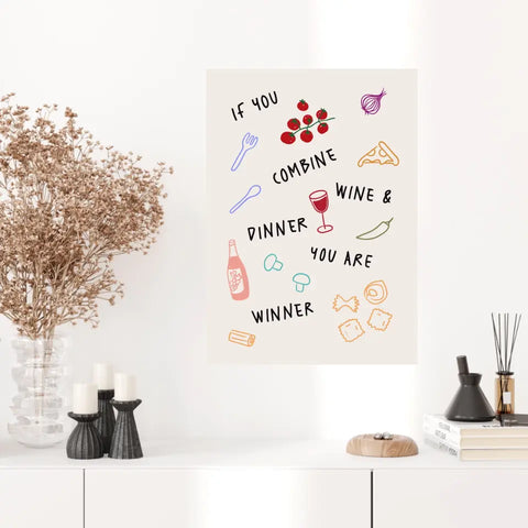 Affiche Et Tableau Minimaliste Wine And Dinner