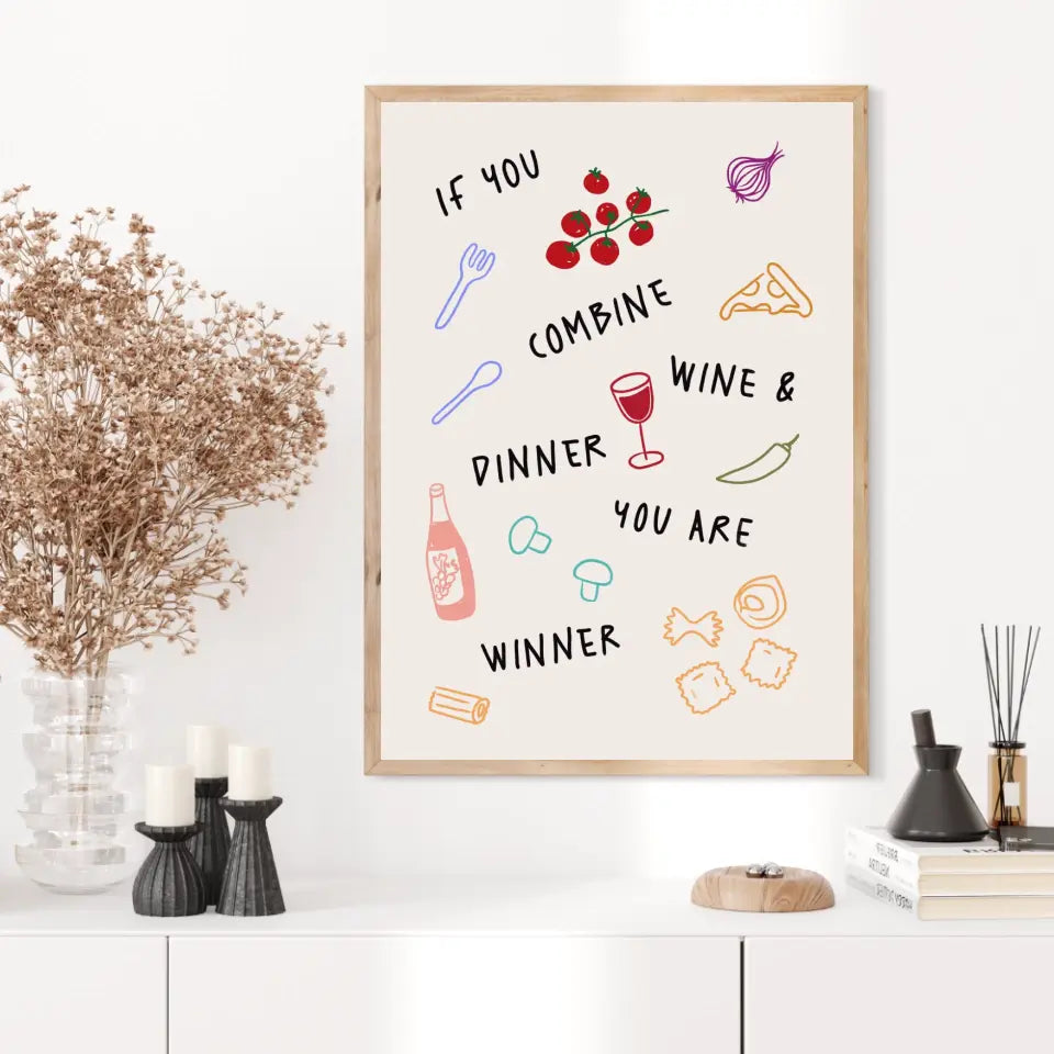 Affiche Et Tableau Minimaliste Wine And Dinner