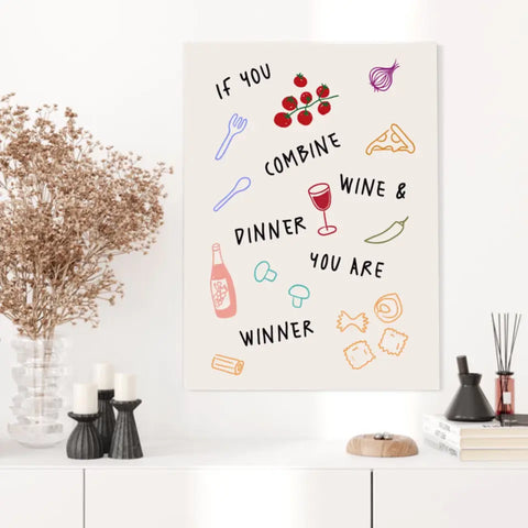 Affiche Et Tableau Minimaliste Wine And Dinner