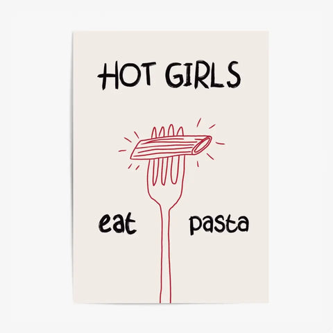 Affiche Et Tableau Minimaliste Hot Girls Eat Pasta