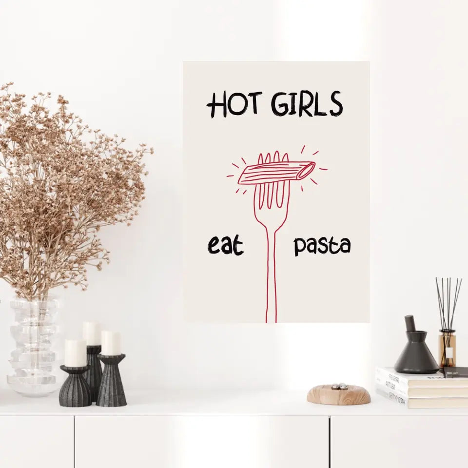 Affiche Et Tableau Minimaliste Hot Girls Eat Pasta