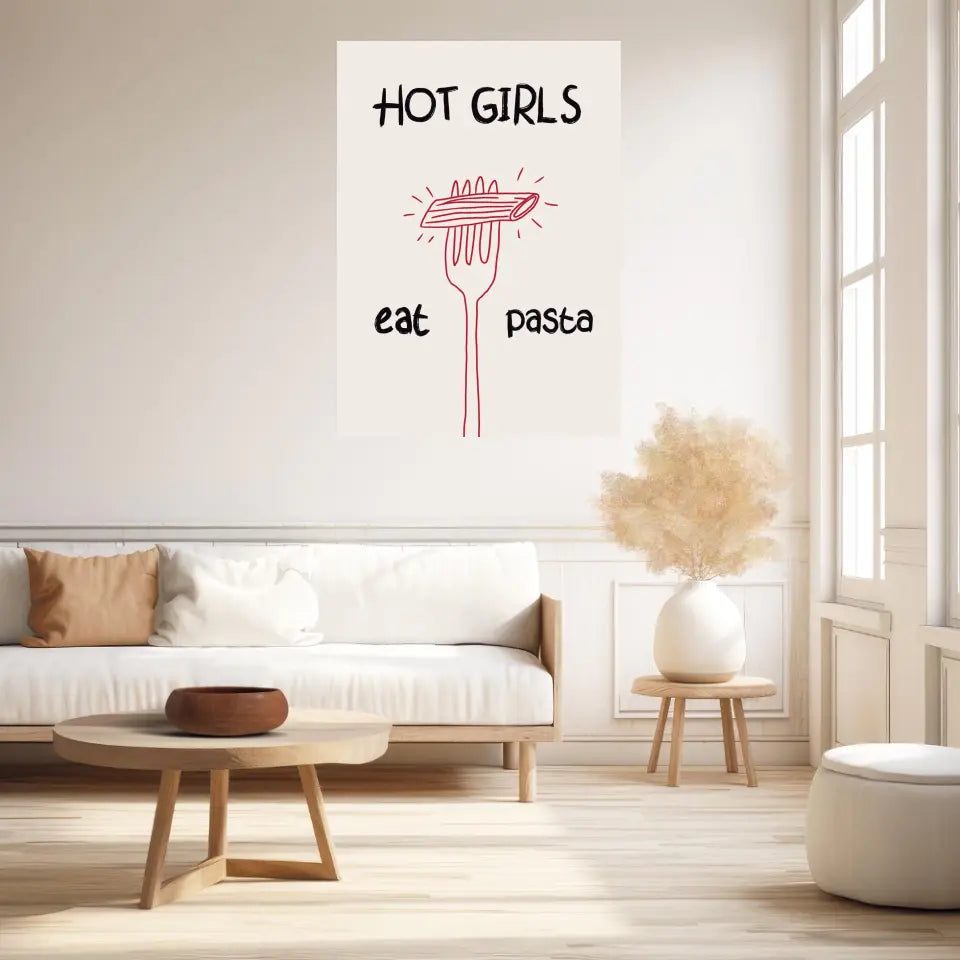 Affiche Et Tableau Minimaliste Hot Girls Eat Pasta