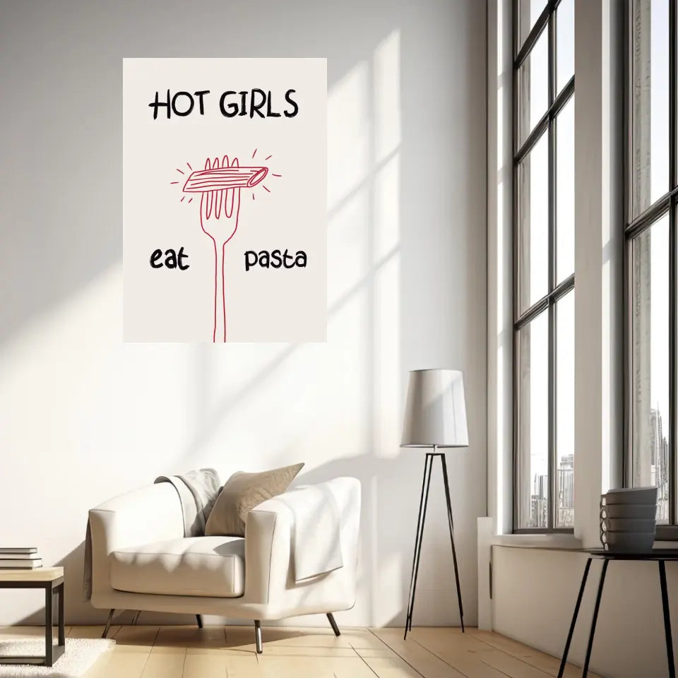 Affiche Et Tableau Minimaliste Hot Girls Eat Pasta