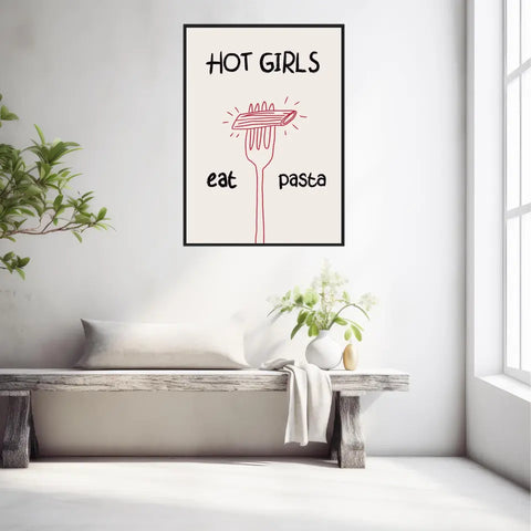 Affiche Et Tableau Minimaliste Hot Girls Eat Pasta