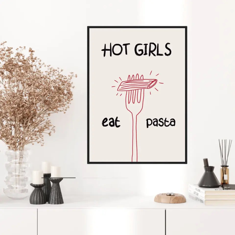 Affiche Et Tableau Minimaliste Hot Girls Eat Pasta