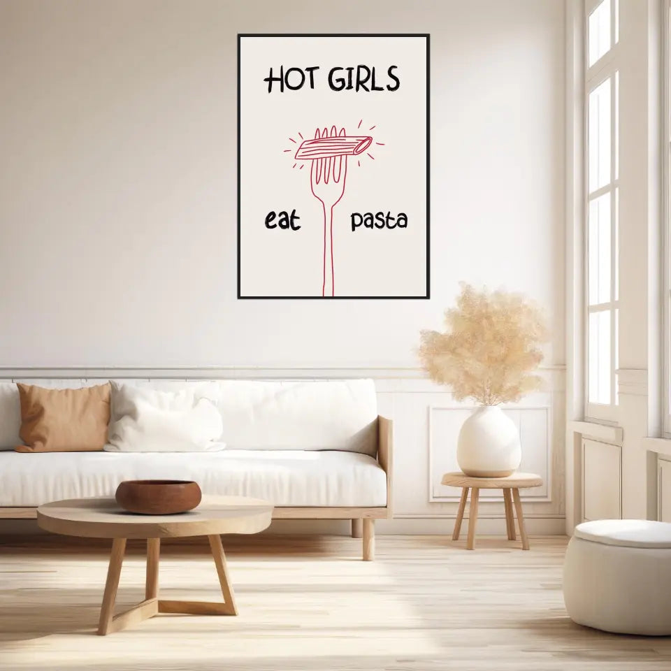 Affiche Et Tableau Minimaliste Hot Girls Eat Pasta