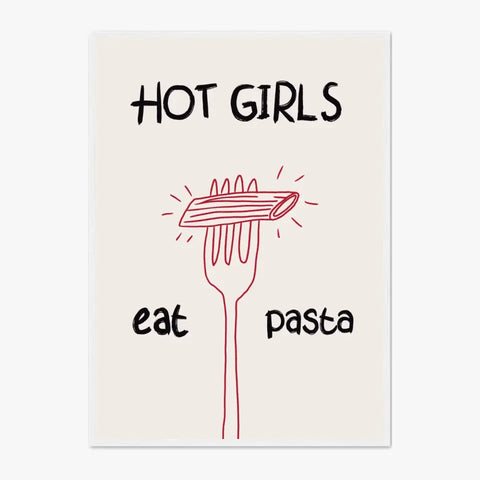 Affiche Et Tableau Minimaliste Hot Girls Eat Pasta