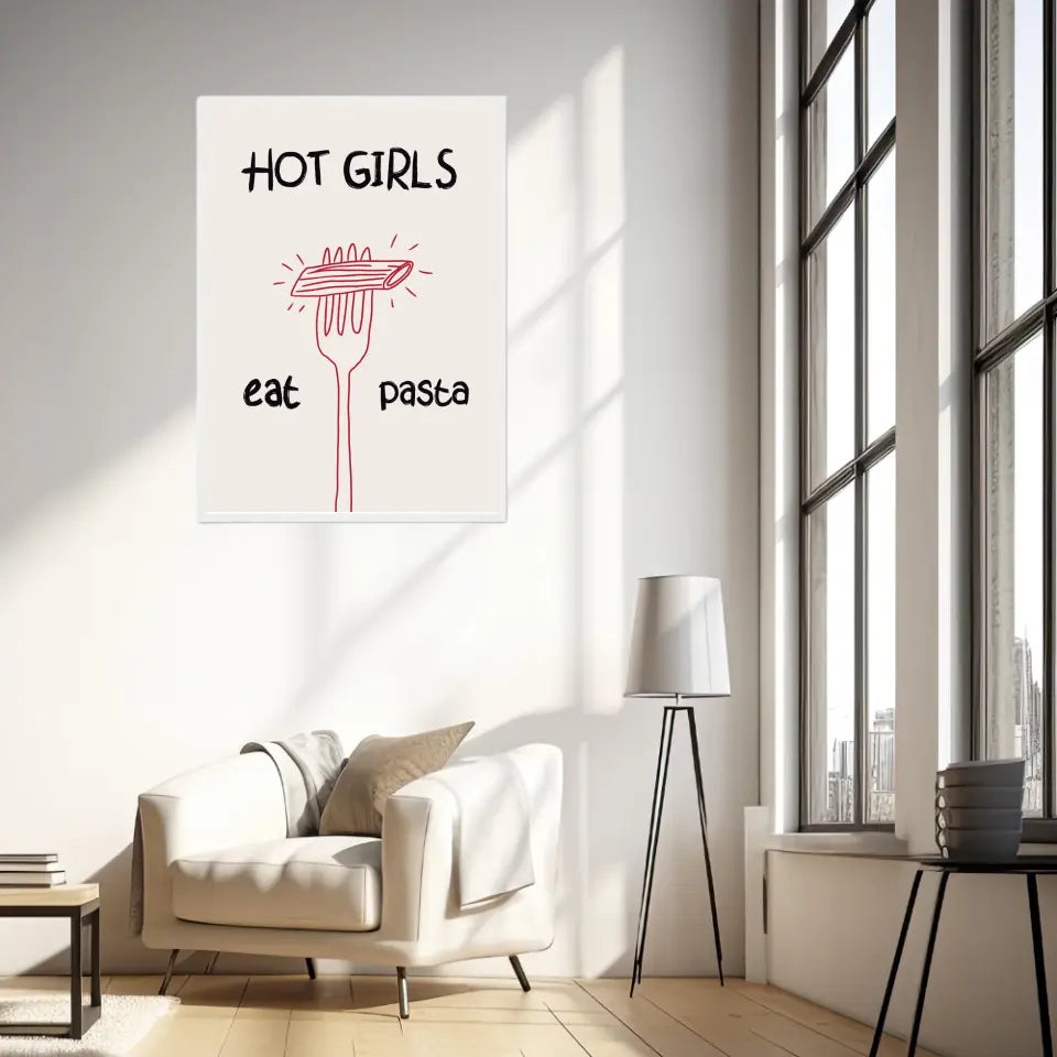 Affiche Et Tableau Minimaliste Hot Girls Eat Pasta