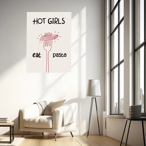 Affiche Et Tableau Minimaliste Hot Girls Eat Pasta