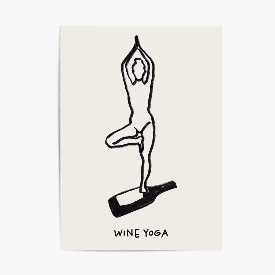 Affiche Et Tableau Minimaliste Wine Yoga