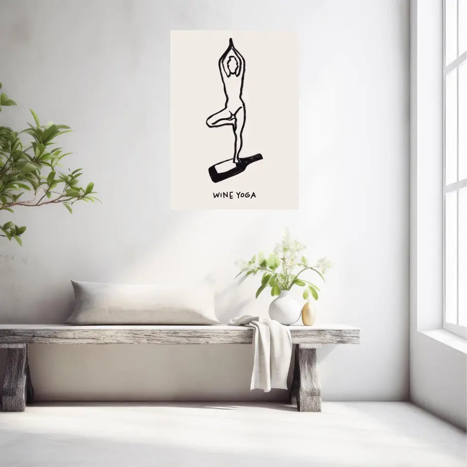 Affiche Et Tableau Minimaliste Wine Yoga