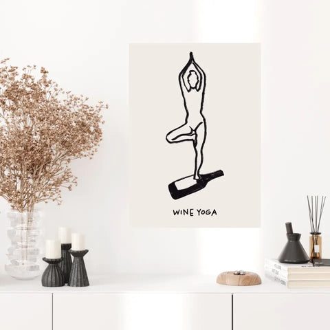 Affiche Et Tableau Minimaliste Wine Yoga