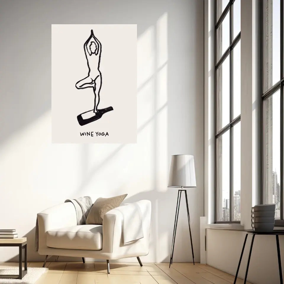 Affiche Et Tableau Minimaliste Wine Yoga