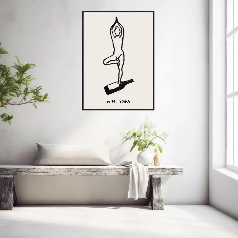 Affiche Et Tableau Minimaliste Wine Yoga