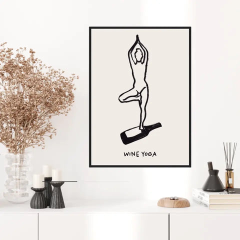 Affiche Et Tableau Minimaliste Wine Yoga