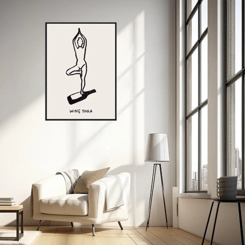 Affiche Et Tableau Minimaliste Wine Yoga