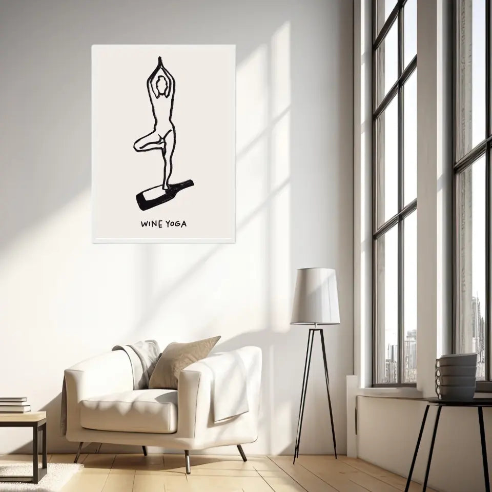 Affiche Et Tableau Minimaliste Wine Yoga