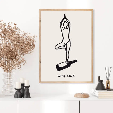 Affiche Et Tableau Minimaliste Wine Yoga