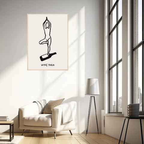 Affiche Et Tableau Minimaliste Wine Yoga