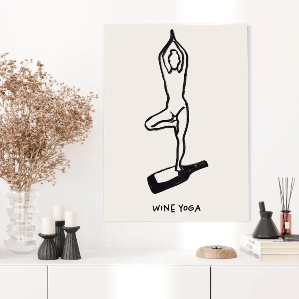 Affiche Et Tableau Minimaliste Wine Yoga