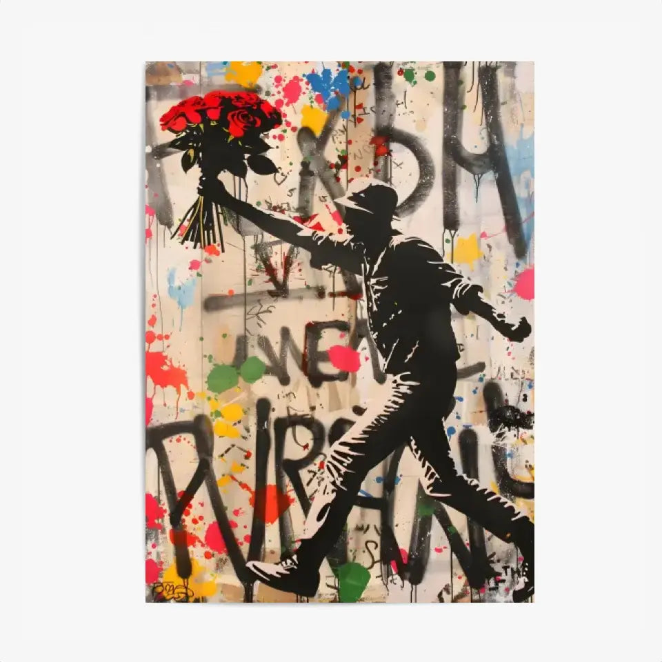 Affiche Et Tableau Street Art Bansky Style Flowers