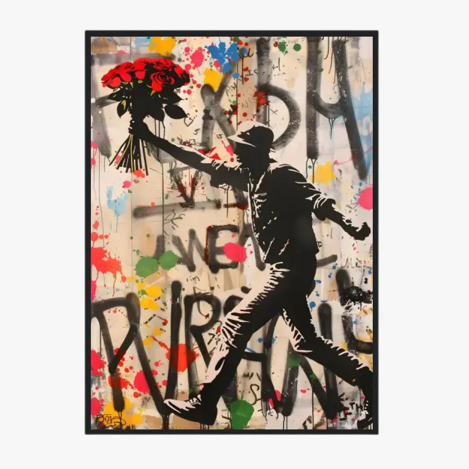 Affiche Et Tableau Street Art Bansky Style Flowers