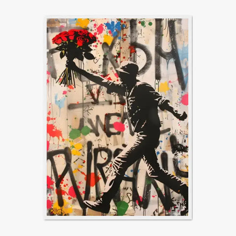 Affiche Et Tableau Street Art Bansky Style Flowers