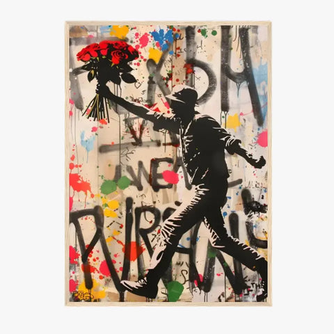 Affiche Et Tableau Street Art Bansky Style Flowers