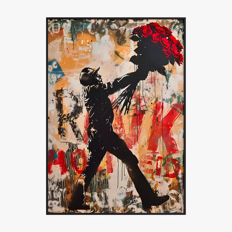 Affiche Et Tableau Street Art Bansky Style Red Flowers