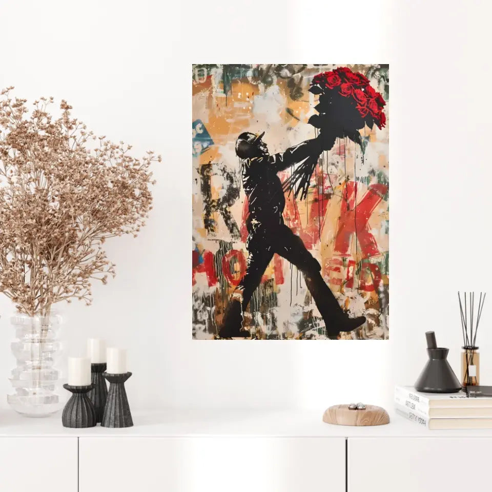 Affiche Et Tableau Street Art Bansky Style Red Flowers