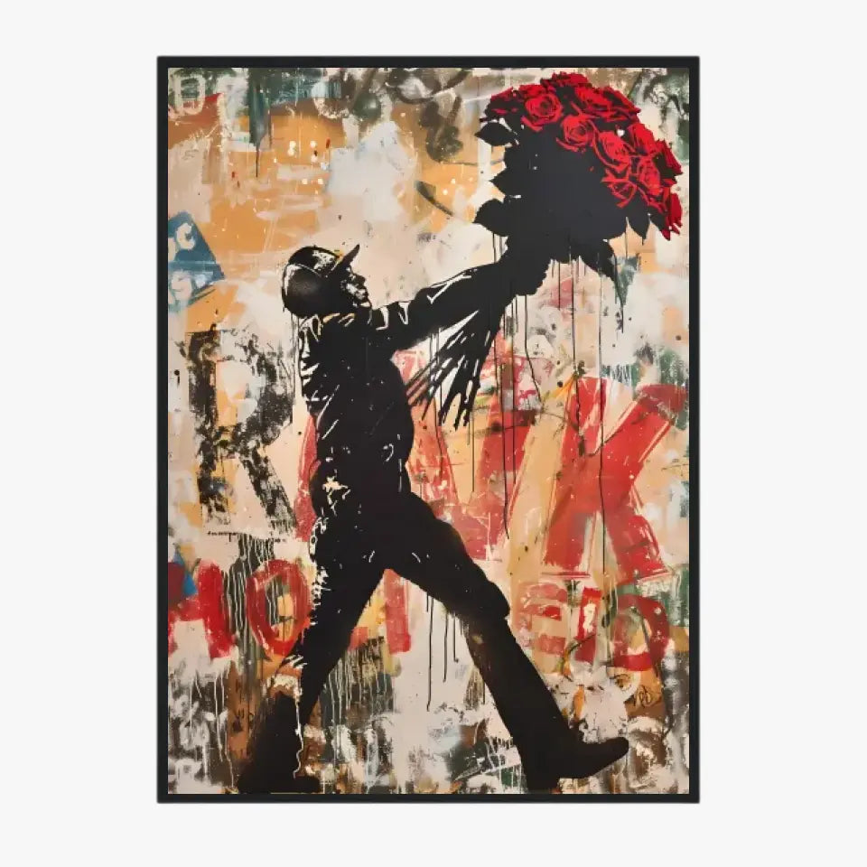 Affiche Et Tableau Street Art Bansky Style Red Flowers