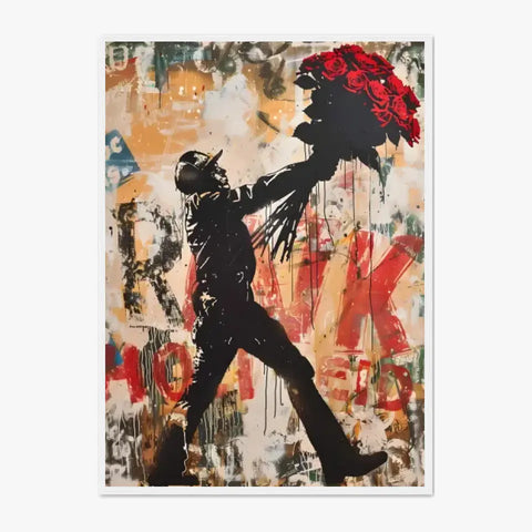 Affiche Et Tableau Street Art Bansky Style Red Flowers