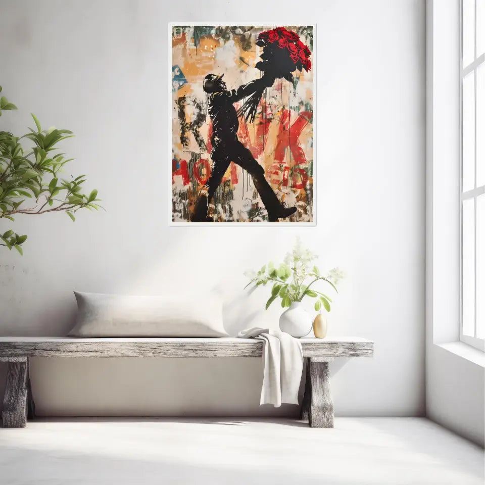 Affiche Et Tableau Street Art Bansky Style Red Flowers