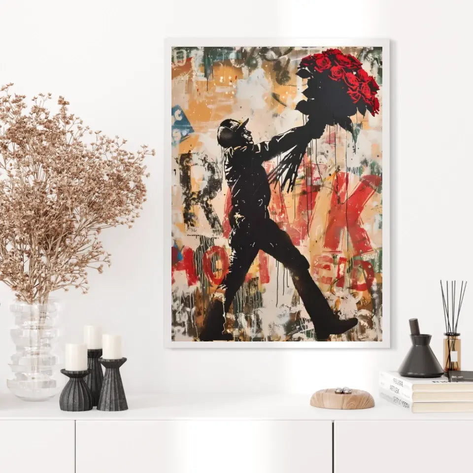 Affiche Et Tableau Street Art Bansky Style Red Flowers