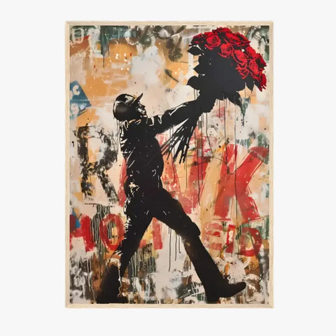 Affiche Et Tableau Street Art Bansky Style Red Flowers