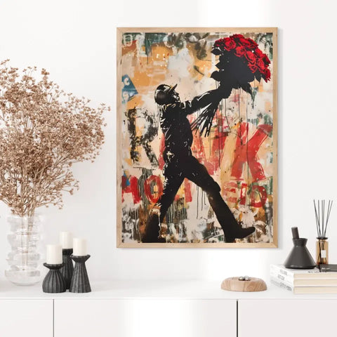 Affiche Et Tableau Street Art Bansky Style Red Flowers