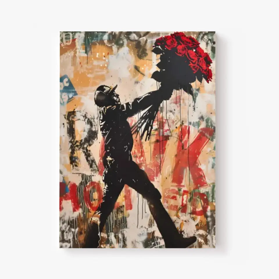 Affiche Et Tableau Street Art Bansky Style Red Flowers